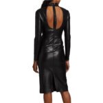 Solid Black Classy Fall Leather Dress - Image 2