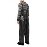 Solid Black Multi-Pockets Men's Leather Dungaree - Image 2
