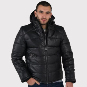 Performance Leather Down Jacket for Sportswear