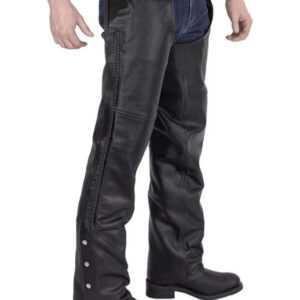 Stylish Braided Motorcycle Leather Chaps for Men