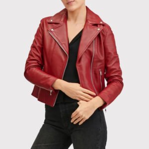 Stylish Burgundy Women's Leather Jacket