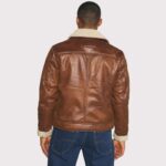 Glossy Brown Faux Leather Jacket - Stylish - Image 2