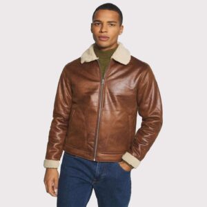 Glossy Brown Faux Leather Jacket - Stylish