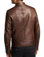 Stylish Men's Brown Leather Moto Jacket - Image 2