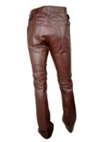 Stylish Men's Pure Brown Leather Pants - Image 4