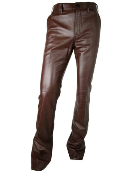 Stylish Men's Pure Brown Leather Pants