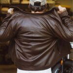 Men's Brown Thompson Leather Moto Jacket - Image 2