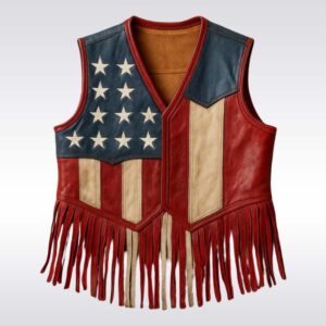 Vintage USA Leather Fringe Vest - Unisex Western Biker Style
