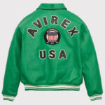 USA Edition Military Bomber Leather Jacket - Green Icon