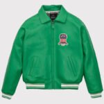 USA Edition Military Bomber Leather Jacket - Green Icon - Image 2