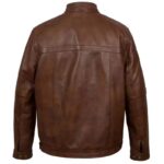 Men’s Vintage Cafe Racer Distressed Brown Leather Jacket - Image 2