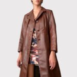 Vintage Chocolate Brown Leather Trench Coat - Image 2