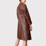 Vintage Chocolate Brown Leather Trench Coat - Image 3