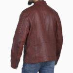 Vintage Men's Maroon Cafe Racer Leather Jacket - Image 4