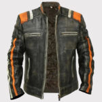 Vintage Style Retro Cafe Racer Black Jacket - Men's Motorcycle Streetwear Coat