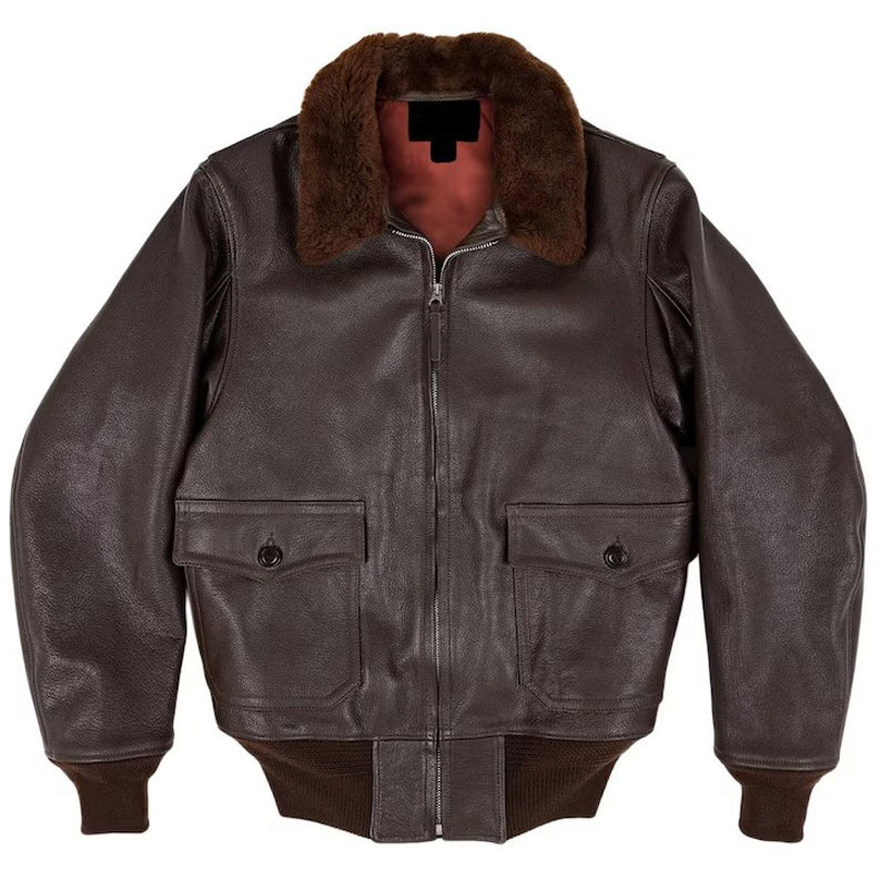 vintagewarrior-g-1-military-bomber-jacket-brown-fur-collar Vintage Warrior G-1 Military Bomber Jacket - Brown Fur Collar - Image 1