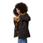 Women's Washed Brown Shearling Peacoat with Ginger Fur - Image 3