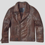 Waxed Brown Biker Leather Motorcycle Jacket For Men