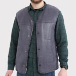 Western Men's Sheepskin Vest with White Fur