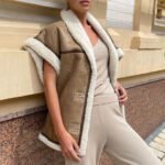 Women B3 Bomber Shearling Flying Pilot Cockpit RAF Aviator Distressed Wax Vintage Vest - Image 2