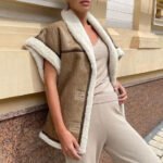Women B3 Bomber Shearling Flying Pilot Cockpit RAF Aviator Distressed Wax Vintage Vest - Image 3
