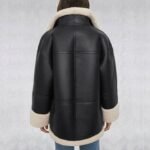 Women Black Aviator Fur Flight B3 Sheepskin RAF Shearling Leather Jacket - Image 4