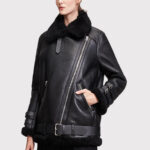 Women's Black B3 Bomber Leather Jacket - Image 3
