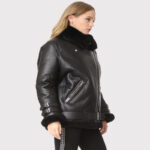 Women's Black B3 Shearling Jacket - Image 3