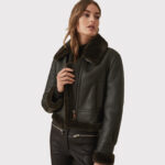 Women's Black Shearling Jacket - Image 3