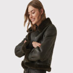 Women's Black Shearling Jacket - Image 4