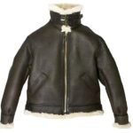 Women Brown Aviator Fur Shearling Leather Jacket - Image 2