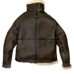 Women Brown Aviator Fur Shearling Leather Jacket - Image 3
