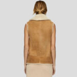 Women Brown B3 Bomber Shearling Aviator Vest - Image 4