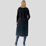 Women Brown and Black Curly Merino Long Vest - Image 2