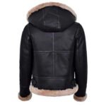 Women Hooded Flying Aviator Leather Jacket - Image 2