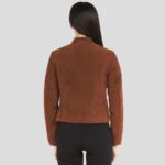 Women Mogen Sen Brown Suede Biker Jacket - Image 2
