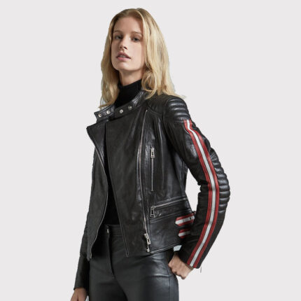 Women Moto Black Leather Jacket