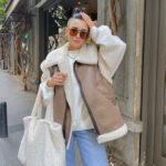 Women Shearling Aviator Bomber Leather Vest - Image 3