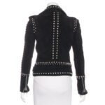 Women’s Studded Black Suede Leather Moto Jacket - Image 2