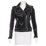 Women’s Studded Black Suede Leather Moto Jacket