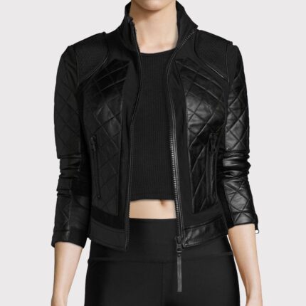 Women Stylish PU Bomber Leather Jacket