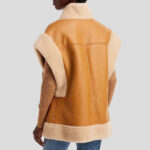 Women Tan Brown B3 RAF Aviator Shearling Vest - Image 2