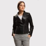 Women's Lambskin Leather Jacket in Absolute Black - Image 2