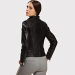 Women's Lambskin Leather Jacket in Absolute Black - Image 3