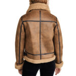 Women’s Brown B3 Bomber Shearling Leather Jacket - Image 2
