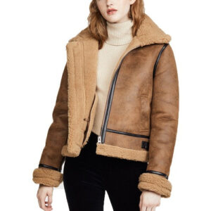 Women's Brown B3 Bomber Shearling Leather Jacket