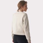 Women's Beige Collarless Stunning Studs Closure Leather Jacket - Image 2