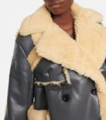 Women's Black Faux Shearling Trimmed Jacket - Image 3