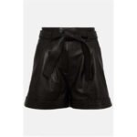 Women's Black High-Waist Belted Leather Shorts - Image 3