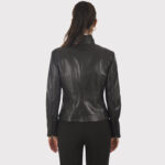 Women's Black Lambskin Biker Style Jacket - Image 2